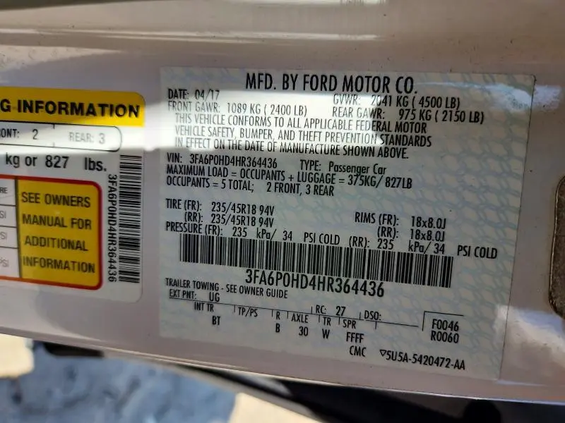 2017 FORD FUSION SE  