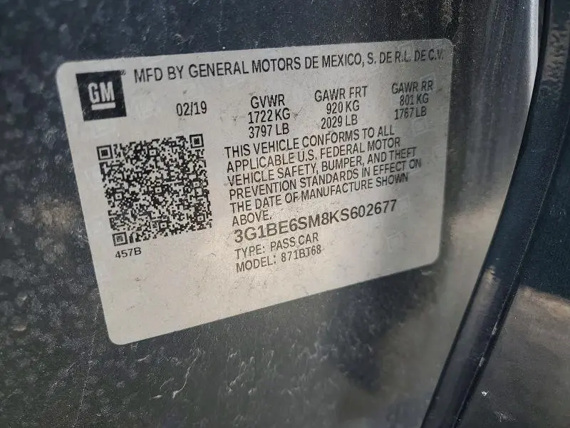 2019 CHEVROLET CRUZE LT  
