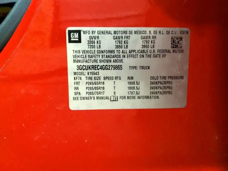 2016 CHEVROLET SILVERADO K1500 LT  