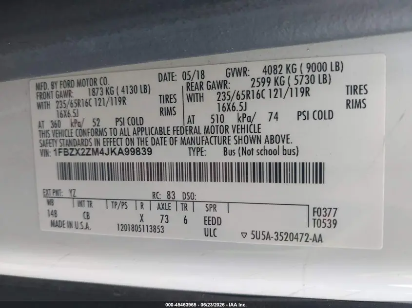 2018 FORD TRANSIT-350 XL/XLT