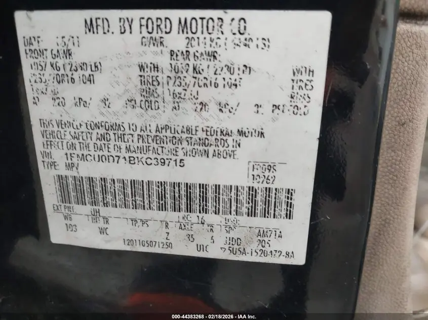 2011 FORD ESCAPE XLT