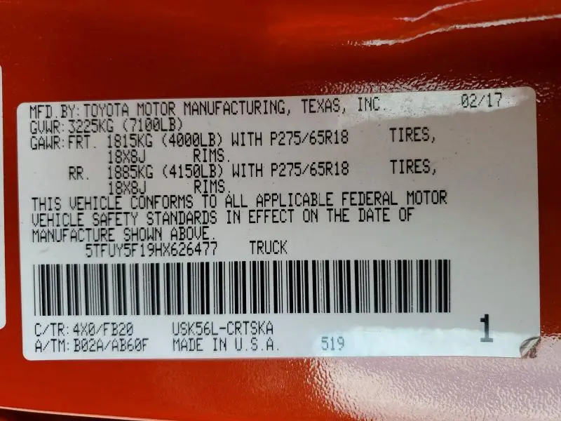 2017 TOYOTA TUNDRA SR5  