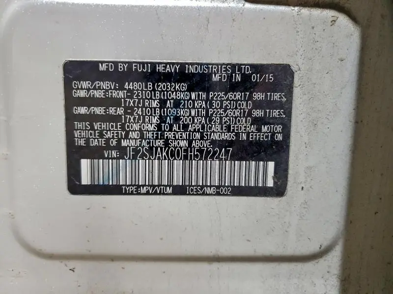 2015 SUBARU FORESTER 2.5I LIMITED  