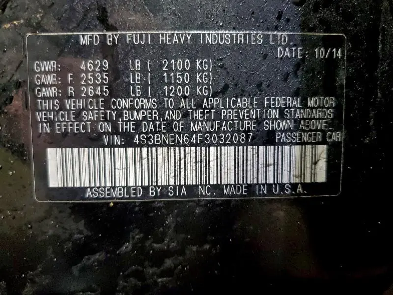 2015 SUBARU LEGACY 3.6R LIMITED  