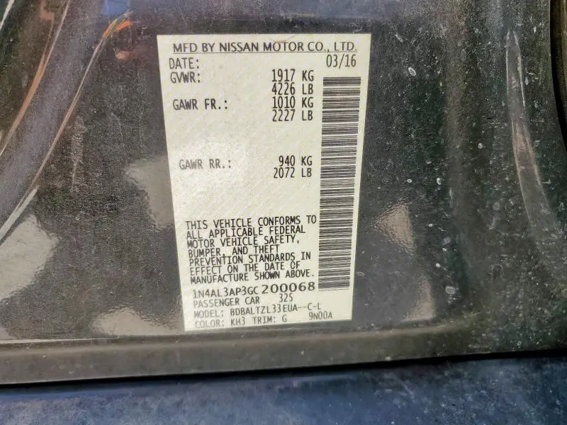 2016 NISSAN ALTIMA 2.5  