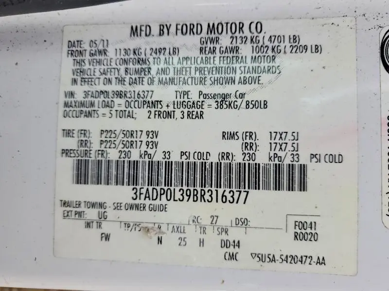 2011 FORD FUSION HYBRID  