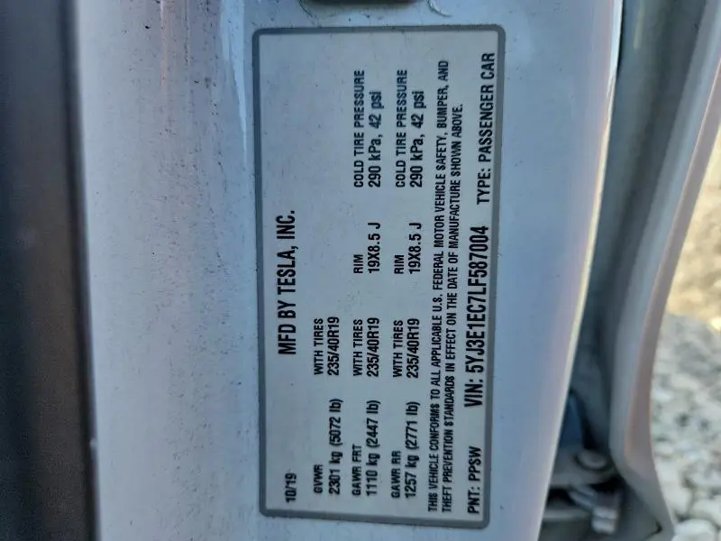 2020 TESLA MODEL 3   