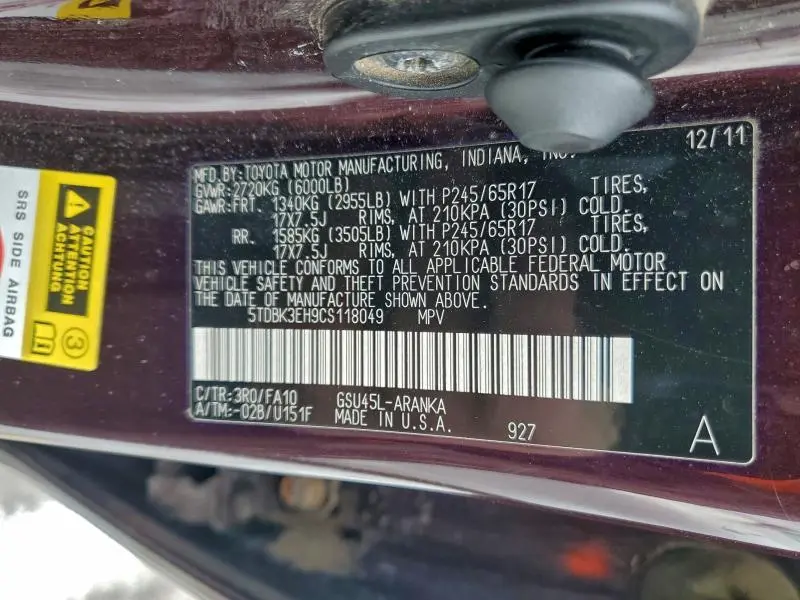 2012 TOYOTA HIGHLANDER BASE  