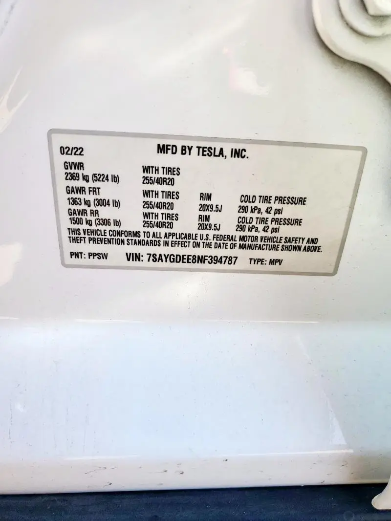 2022 TESLA MODEL Y   