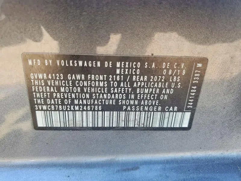 2019 VOLKSWAGEN JETTA S  