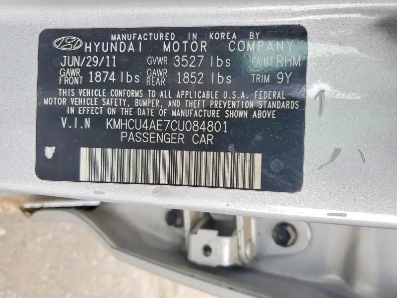 2012 HYUNDAI ACCENT GLS  