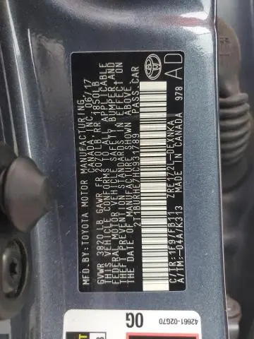 2017 TOYOTA COROLLA L  