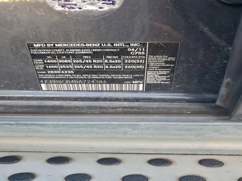 2011 MERCEDES-BENZ ML 350 4MATIC  