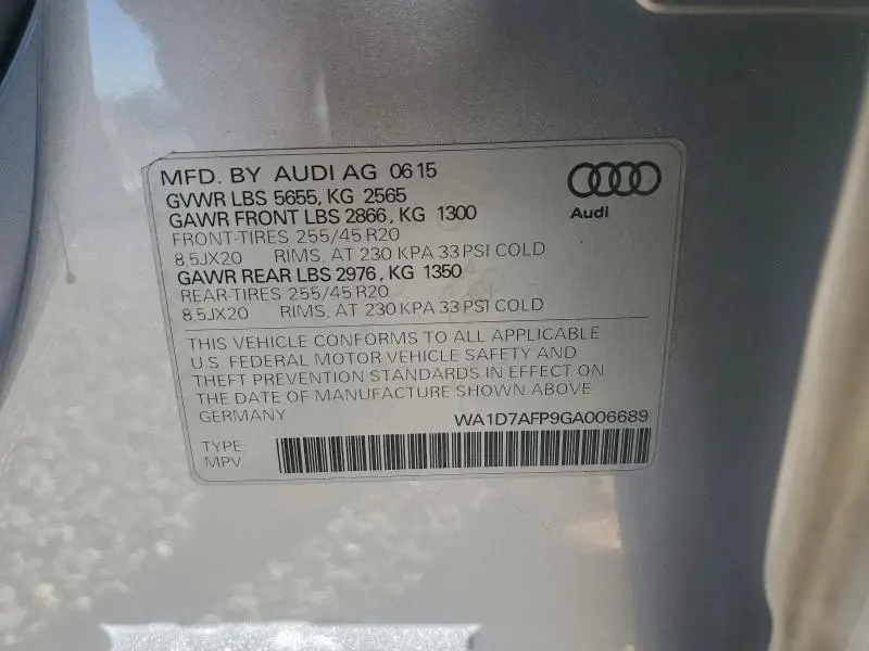 2016 AUDI Q5 PREMIUM PLUS S-LINE  
