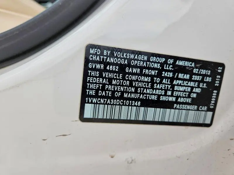 2013 VOLKSWAGEN PASSAT SEL  