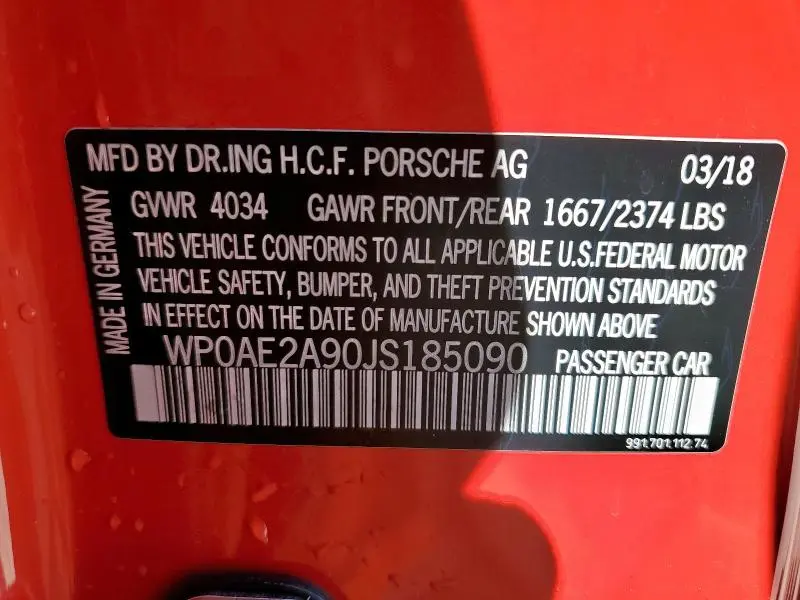 2018 PORSCHE 911 GT2 RS