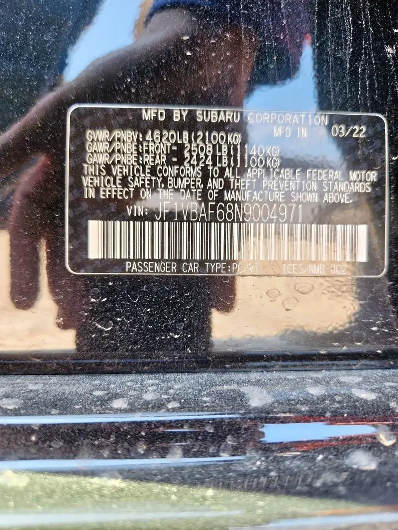 2022 SUBARU WRX PREMIUM  