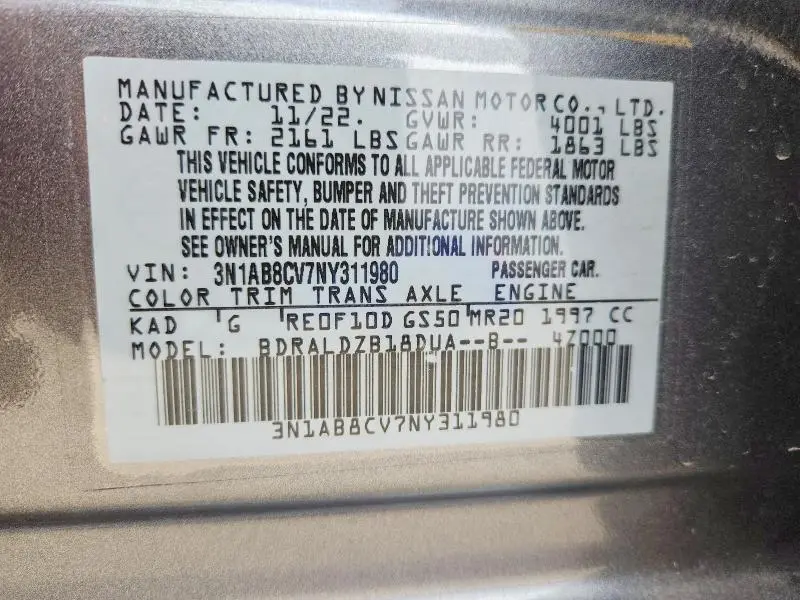 2022 NISSAN SENTRA SV  