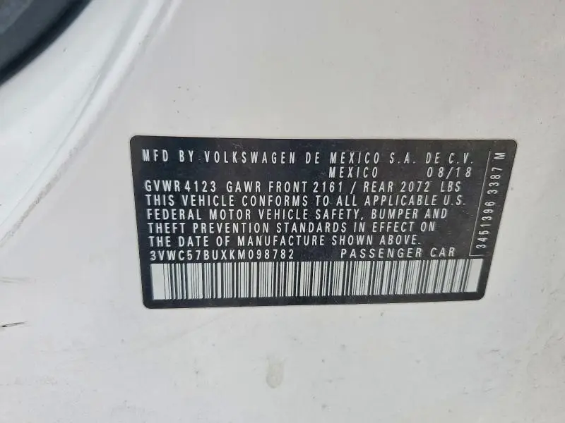 2019 VOLKSWAGEN JETTA S  