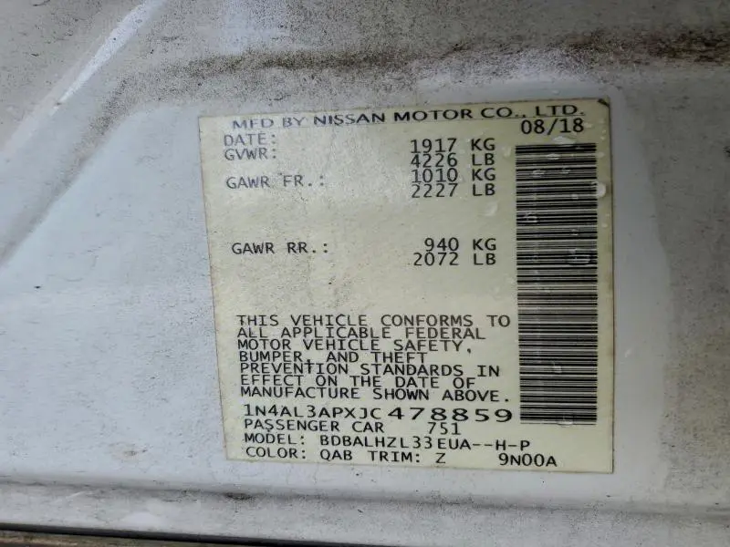 2018 NISSAN ALTIMA 2.5  