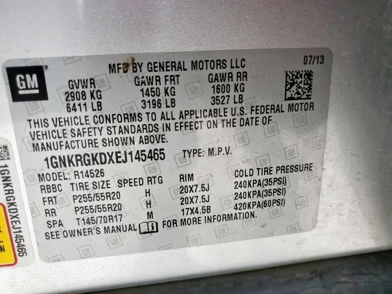 2014 CHEVROLET TRAVERSE LT  