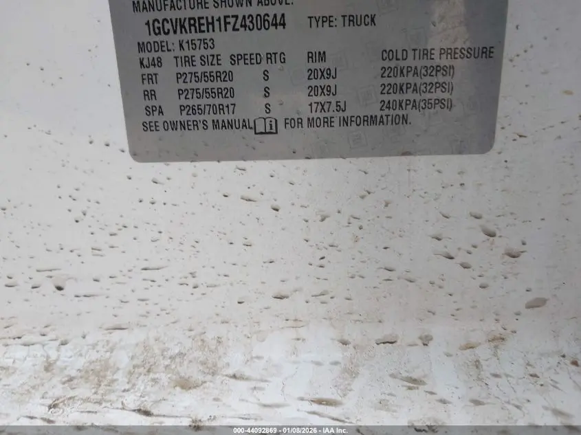 2015 CHEVROLET SILVERADO 1500 1LT