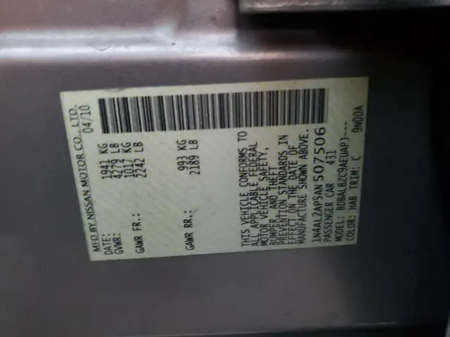 2010 NISSAN ALTIMA BASE  