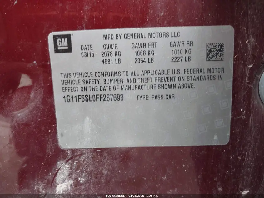 2015 CHEVROLET MALIBU 1LZ