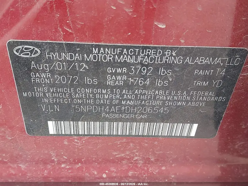 2013 HYUNDAI ELANTRA GLS