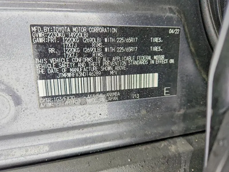 2022 TOYOTA RAV4 XLE  