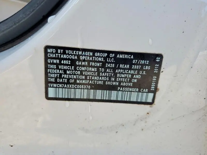 2013 VOLKSWAGEN PASSAT SEL  