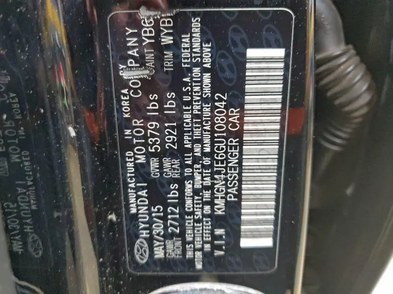 2016 HYUNDAI GENESIS 3.8L  