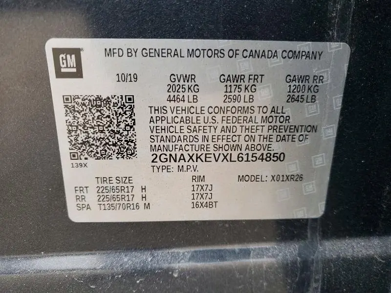 2020 CHEVROLET EQUINOX LT  