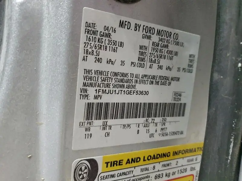 2016 FORD EXPEDITION XLT  