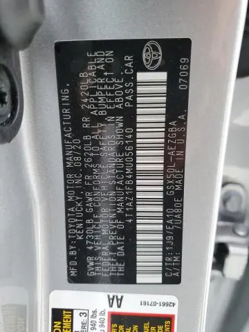 2021 TOYOTA AVALON XLE  