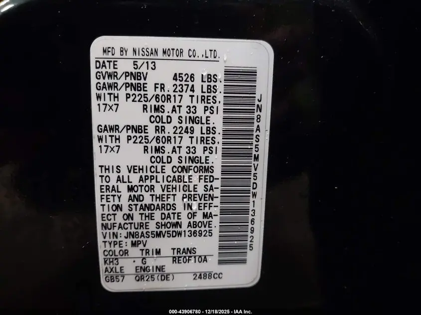 2013 NISSAN ROGUE SV