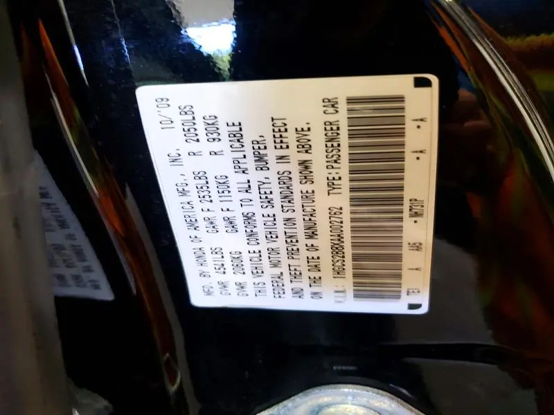 2010 HONDA ACCORD EXL  