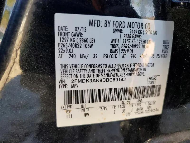 2013 FORD EDGE SPORT  