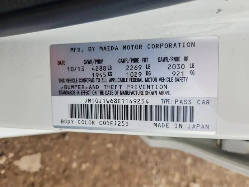 2014 MAZDA 6 GRAND TOURING  