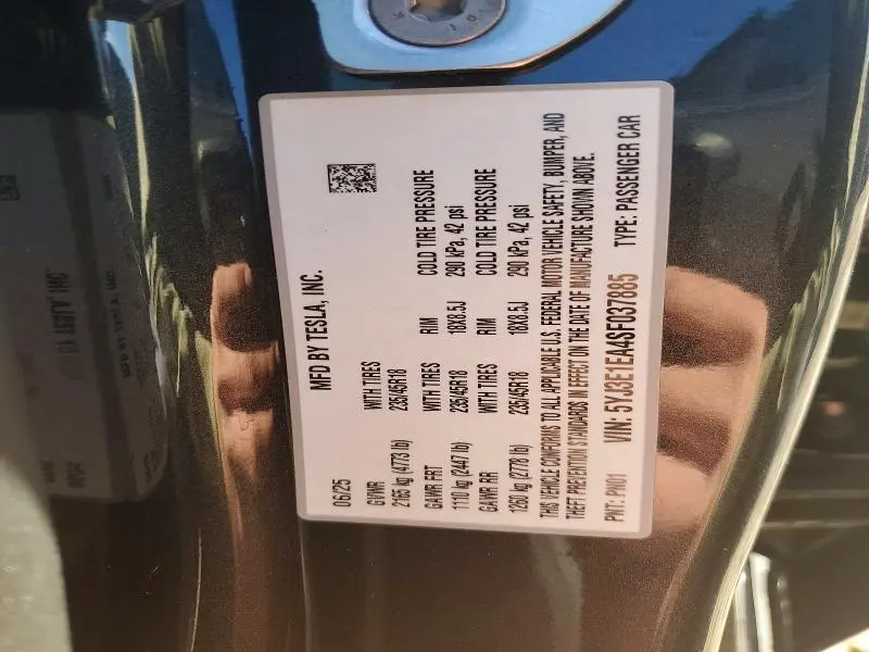 2025 TESLA MODEL 3   
