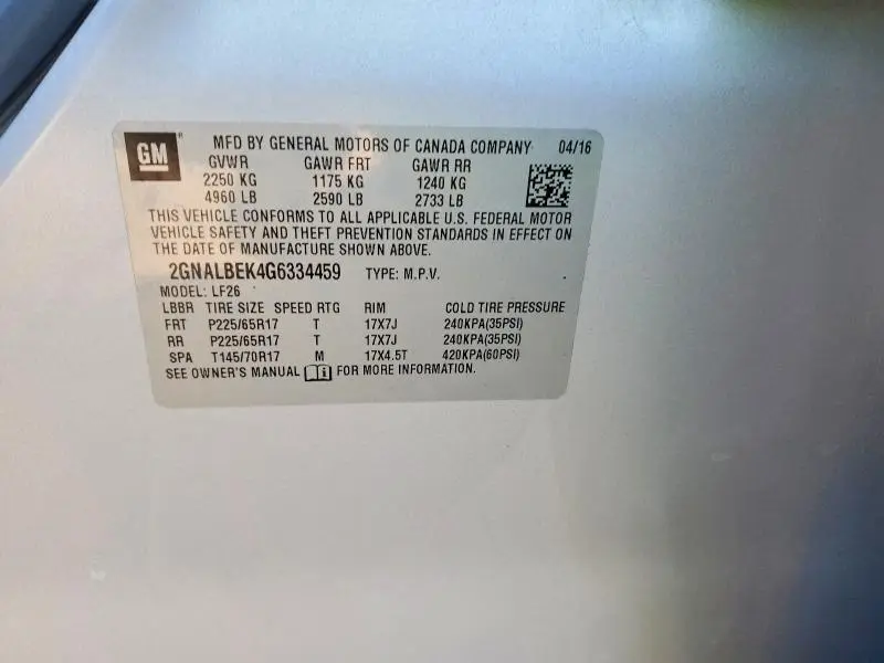 2016 CHEVROLET EQUINOX LS  