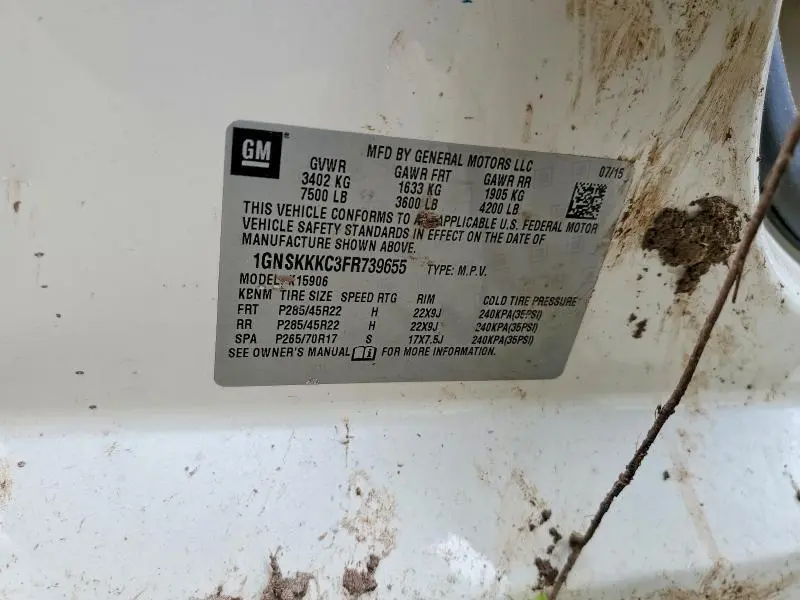 2015 CHEVROLET SUBURBAN K1500 LTZ  