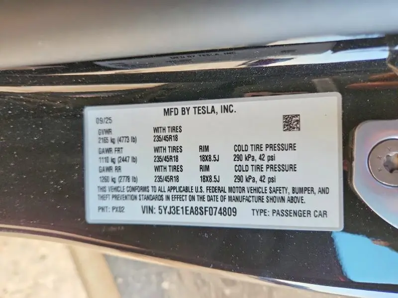 2025 TESLA MODEL 3   