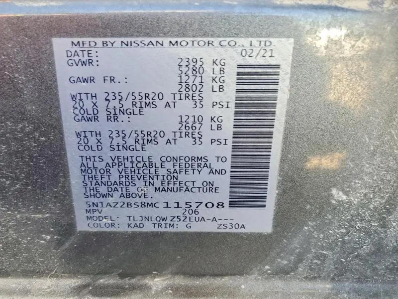 2021 NISSAN MURANO SV  