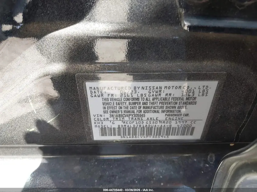 2023 NISSAN SENTRA SV XTRONIC CVT