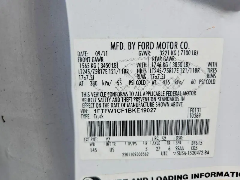 2011 FORD F150 SUPERCREW  