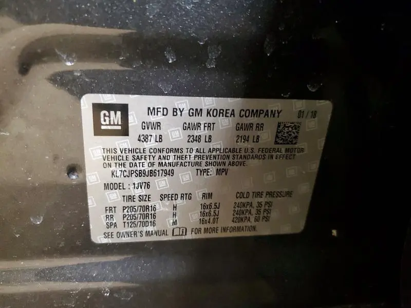 2018 CHEVROLET TRAX 1LT  