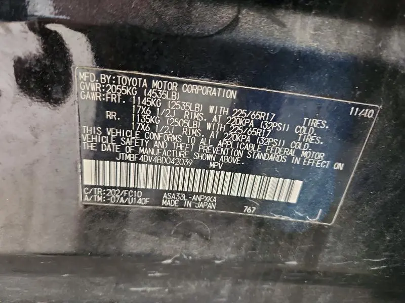 2011 TOYOTA RAV4 BASE  