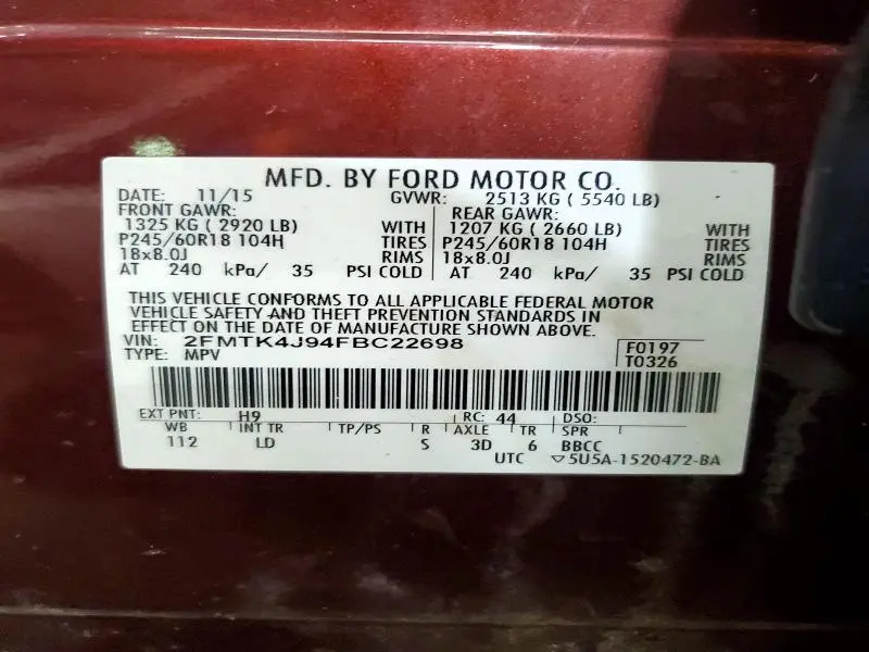 2015 FORD EDGE SEL  