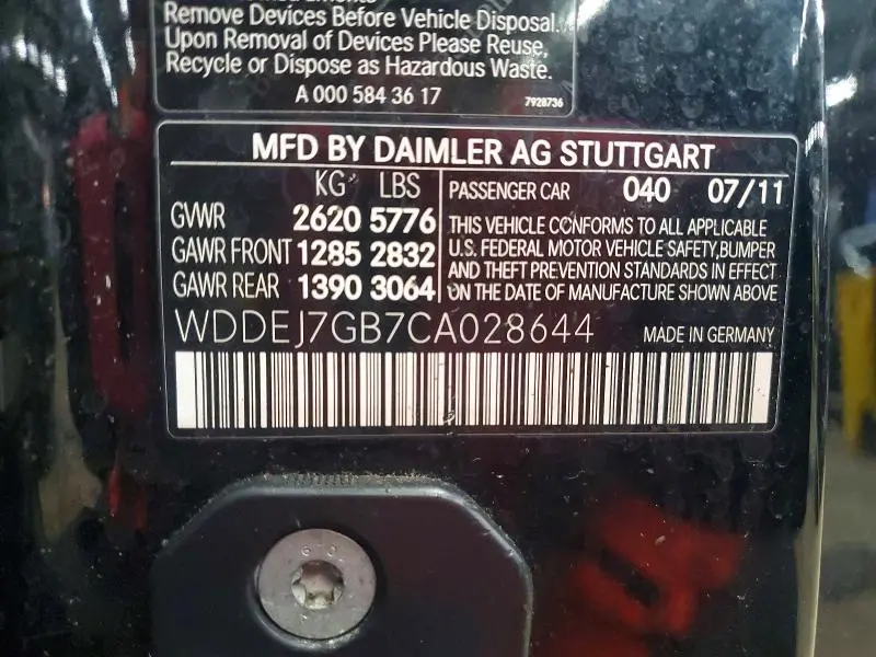 2012 MERCEDES-BENZ CL 600  